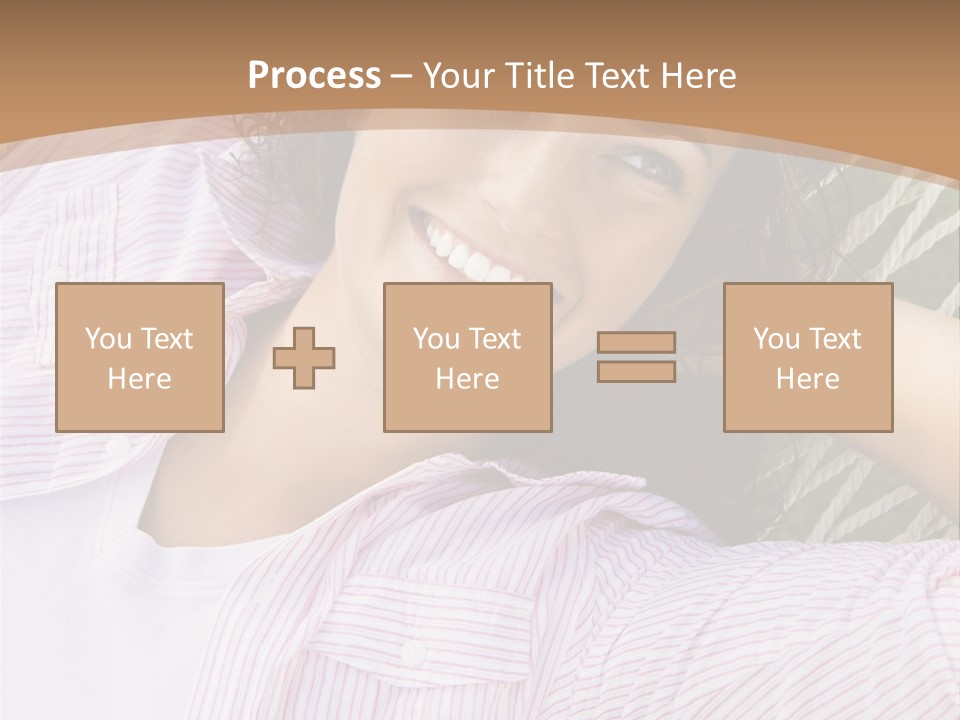 Pretty Young  Caucasian Brunette Female Lying In Hammock With Hands Behind Head Smiling. PowerPoint Template