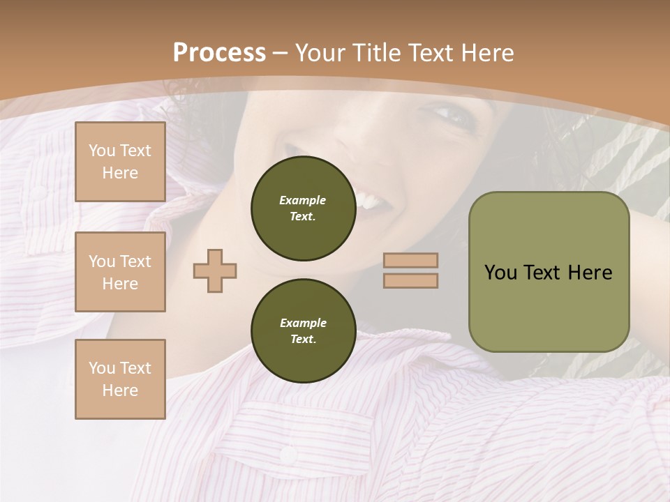 Pretty Young  Caucasian Brunette Female Lying In Hammock With Hands Behind Head Smiling. PowerPoint Template