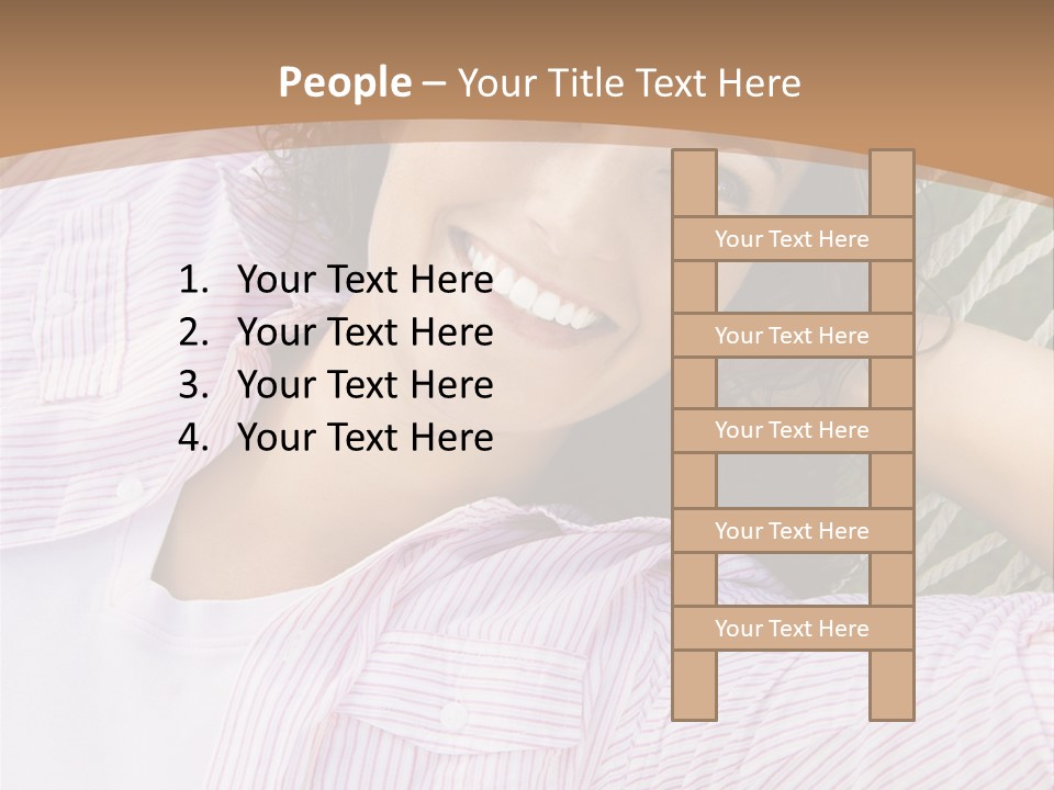 Pretty Young  Caucasian Brunette Female Lying In Hammock With Hands Behind Head Smiling. PowerPoint Template