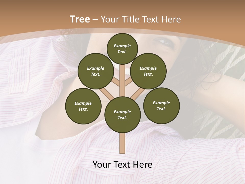 Pretty Young  Caucasian Brunette Female Lying In Hammock With Hands Behind Head Smiling. PowerPoint Template