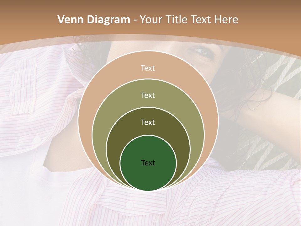 Pretty Young  Caucasian Brunette Female Lying In Hammock With Hands Behind Head Smiling. PowerPoint Template