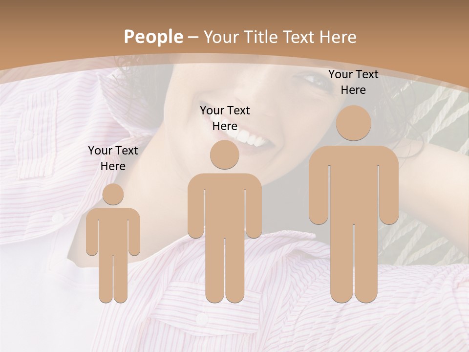 Pretty Young  Caucasian Brunette Female Lying In Hammock With Hands Behind Head Smiling. PowerPoint Template