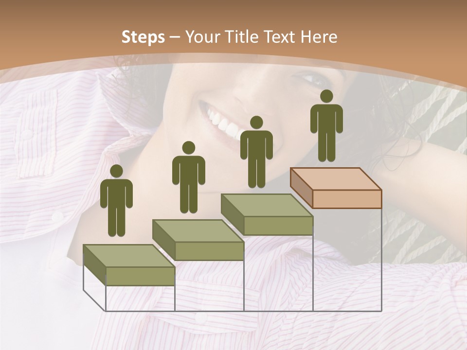 Pretty Young  Caucasian Brunette Female Lying In Hammock With Hands Behind Head Smiling. PowerPoint Template