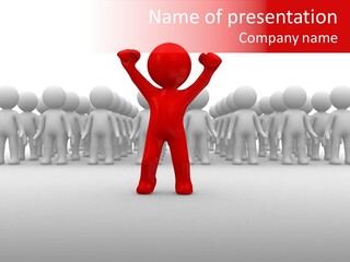 One 3D Human Stand Out Of The Crowd PowerPoint Template