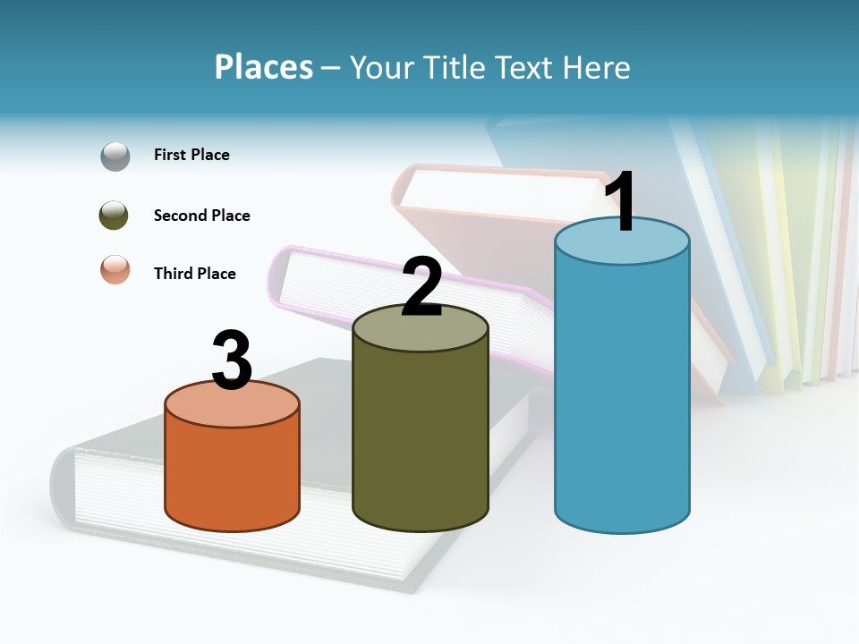 Colored Books Isolated On Glossy White #2 PowerPoint Template