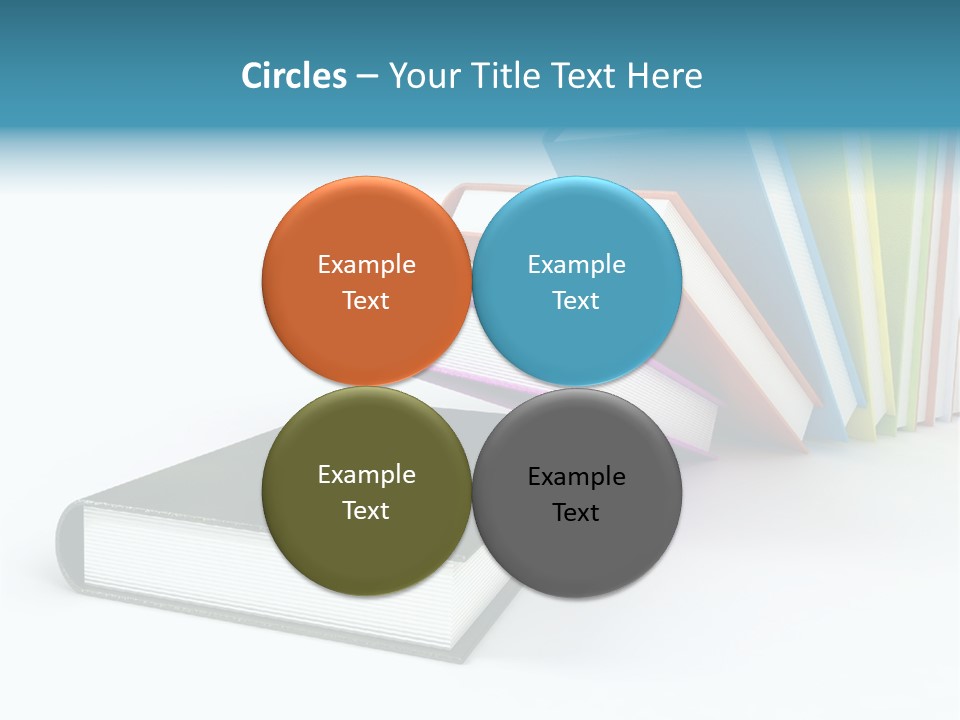 Colored Books Isolated On Glossy White #2 PowerPoint Template