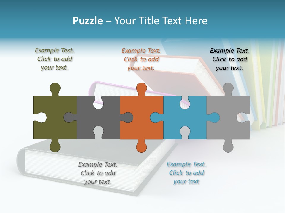 Colored Books Isolated On Glossy White #2 PowerPoint Template