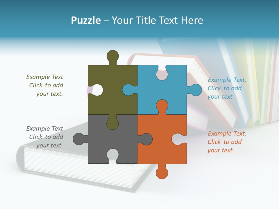 Colored Books Isolated On Glossy White #2 PowerPoint Template