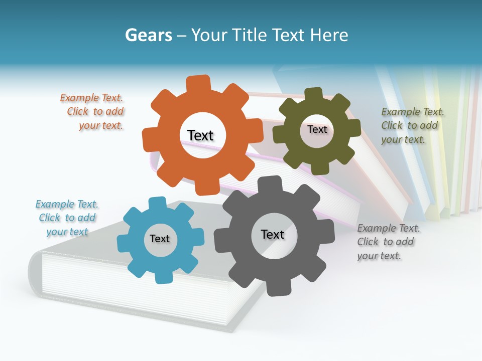 Colored Books Isolated On Glossy White #2 PowerPoint Template