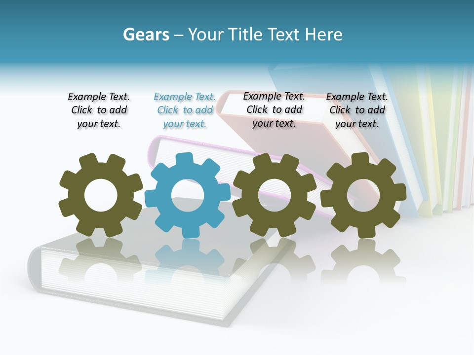 Colored Books Isolated On Glossy White #2 PowerPoint Template