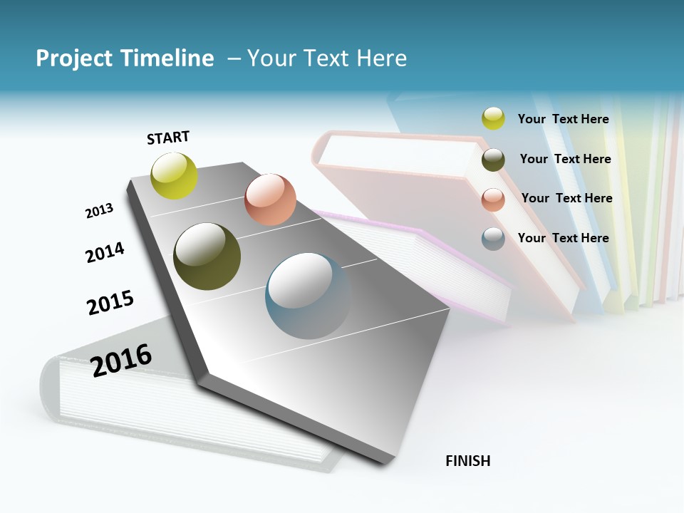 Colored Books Isolated On Glossy White #2 PowerPoint Template