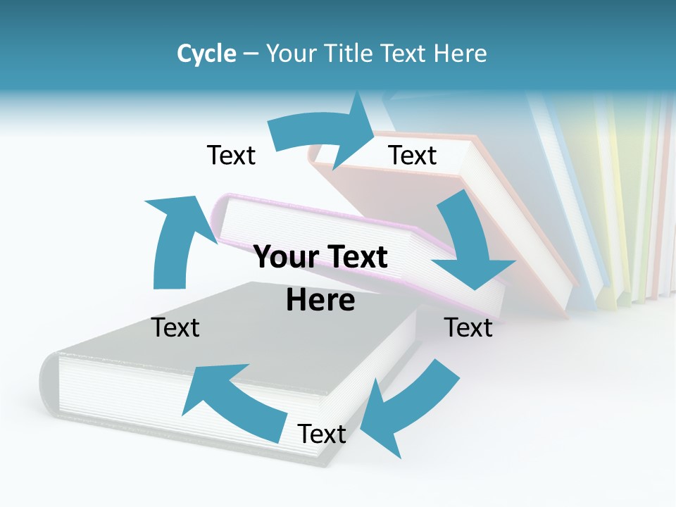 Colored Books Isolated On Glossy White #2 PowerPoint Template