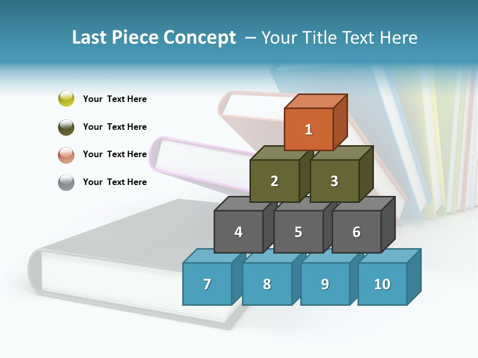 Colored Books Isolated On Glossy White #2 PowerPoint Template