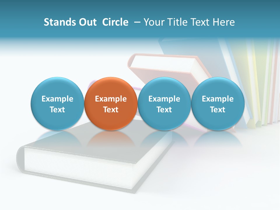 Colored Books Isolated On Glossy White #2 PowerPoint Template