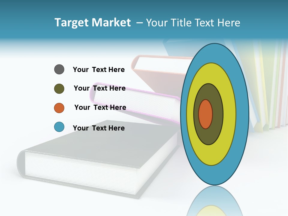 Colored Books Isolated On Glossy White #2 PowerPoint Template