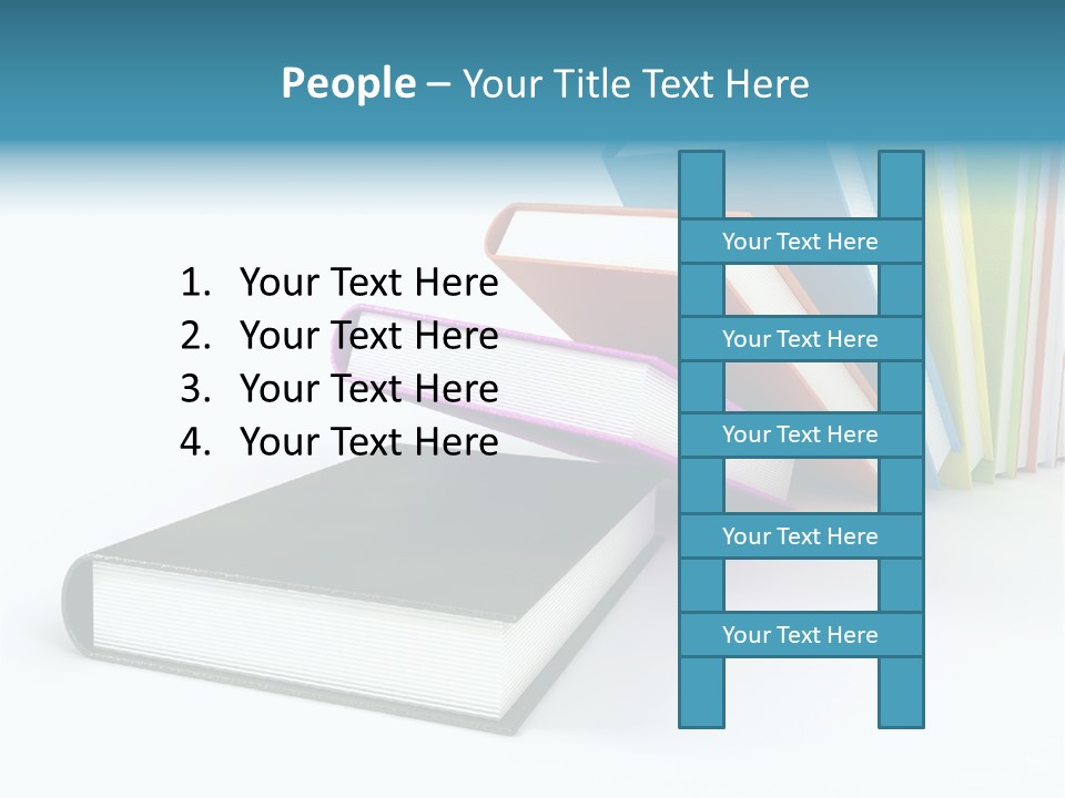 Colored Books Isolated On Glossy White #2 PowerPoint Template