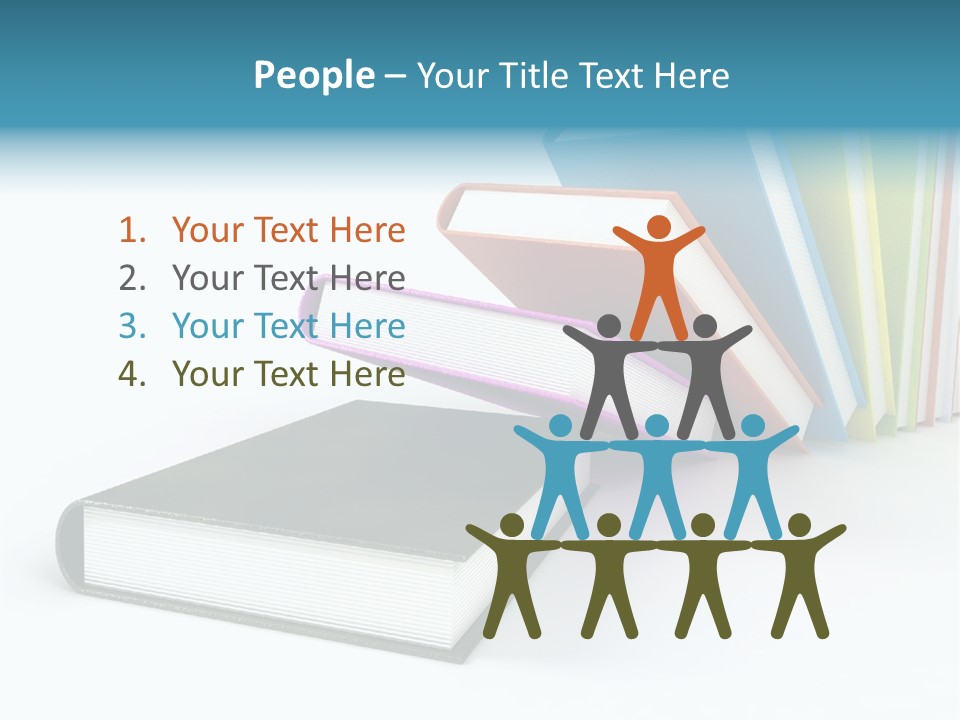 Colored Books Isolated On Glossy White #2 PowerPoint Template