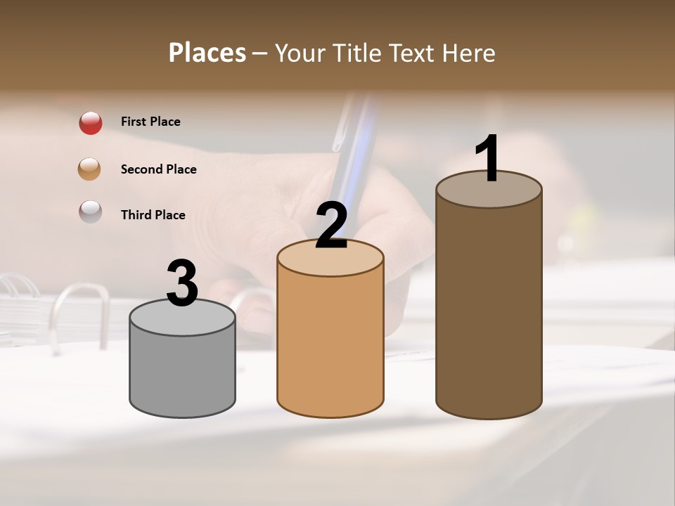 Detail Of A Hand Of Man With Red Shirt Writing On A Notebook With A Blue Pencil And Blurred Background PowerPoint Template