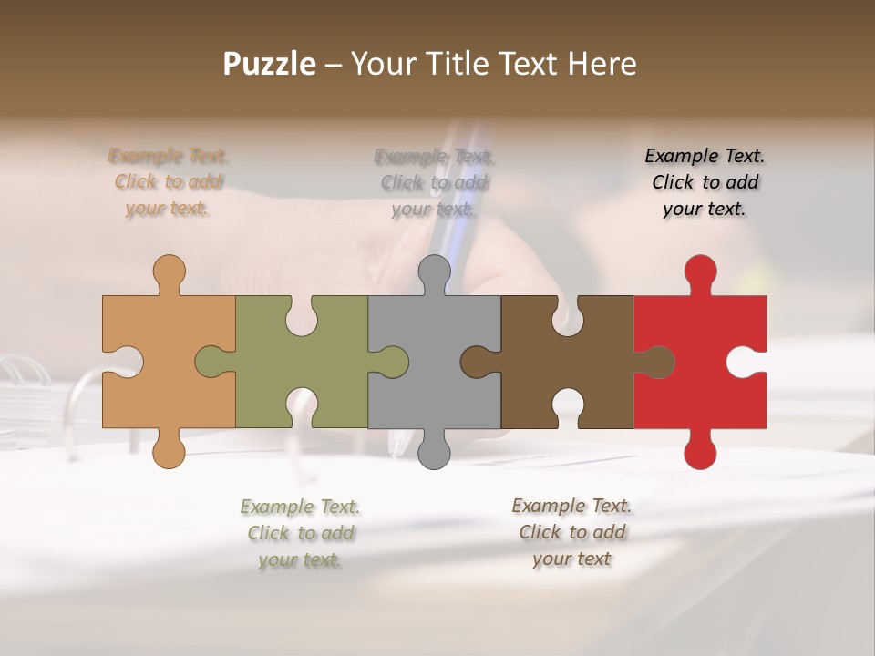 Detail Of A Hand Of Man With Red Shirt Writing On A Notebook With A Blue Pencil And Blurred Background PowerPoint Template