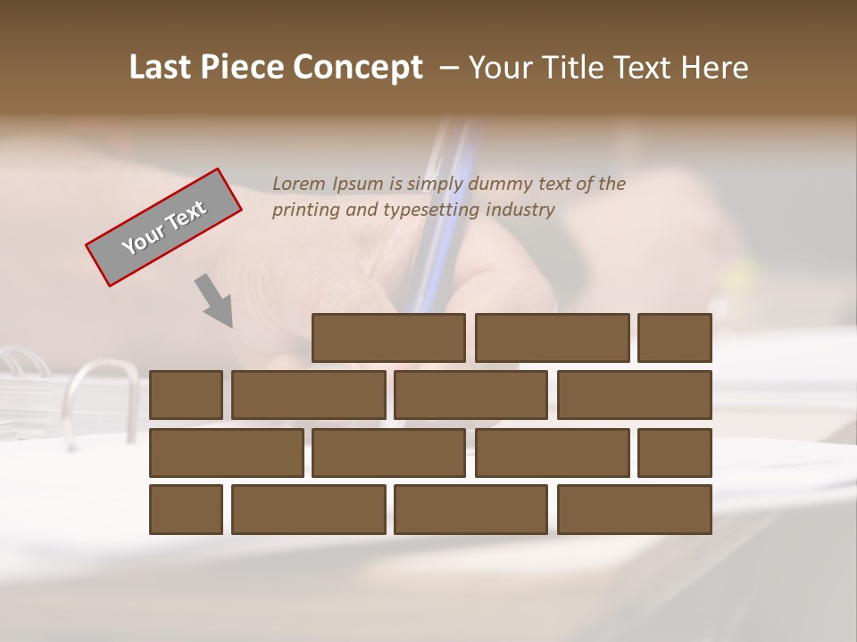 Detail Of A Hand Of Man With Red Shirt Writing On A Notebook With A Blue Pencil And Blurred Background PowerPoint Template