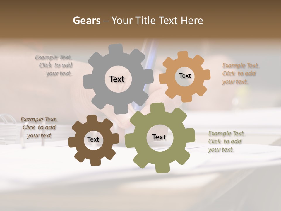 Detail Of A Hand Of Man With Red Shirt Writing On A Notebook With A Blue Pencil And Blurred Background PowerPoint Template