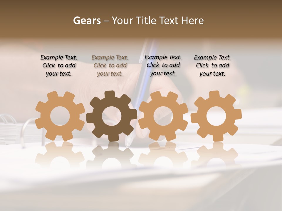 Detail Of A Hand Of Man With Red Shirt Writing On A Notebook With A Blue Pencil And Blurred Background PowerPoint Template