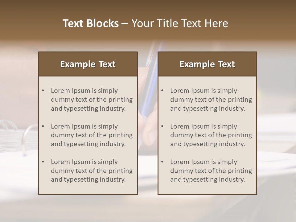 Detail Of A Hand Of Man With Red Shirt Writing On A Notebook With A Blue Pencil And Blurred Background PowerPoint Template