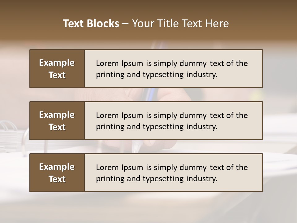 Detail Of A Hand Of Man With Red Shirt Writing On A Notebook With A Blue Pencil And Blurred Background PowerPoint Template