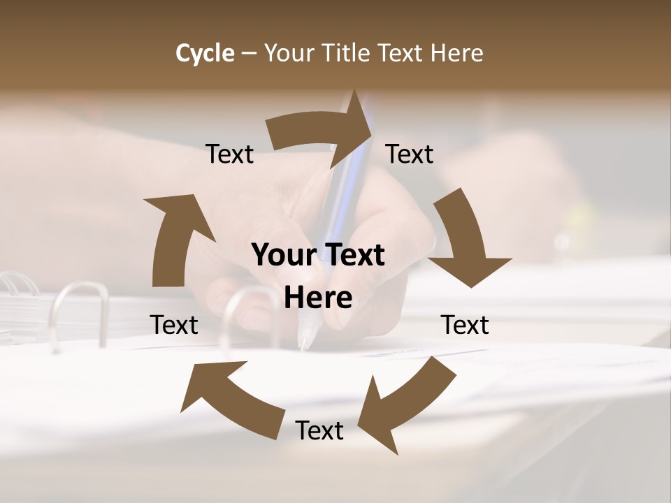 Detail Of A Hand Of Man With Red Shirt Writing On A Notebook With A Blue Pencil And Blurred Background PowerPoint Template