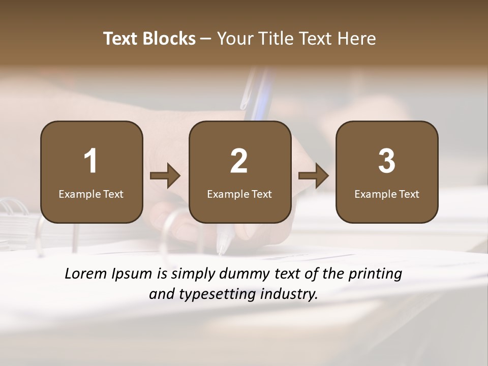Detail Of A Hand Of Man With Red Shirt Writing On A Notebook With A Blue Pencil And Blurred Background PowerPoint Template