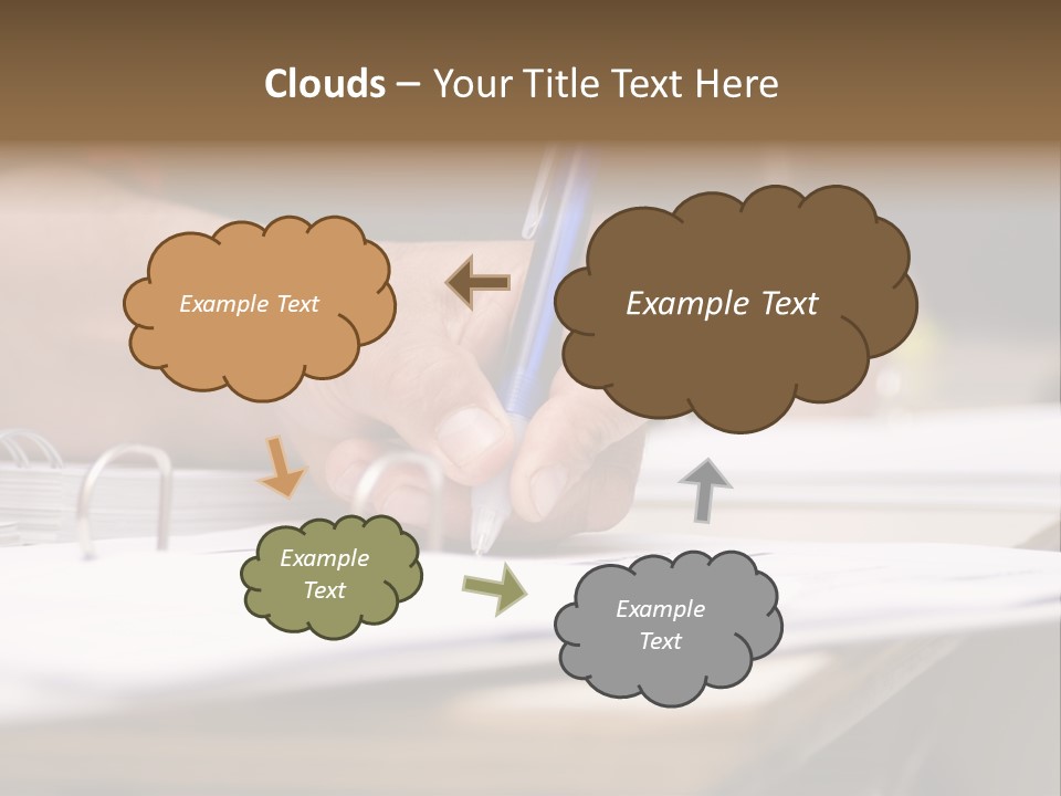 Detail Of A Hand Of Man With Red Shirt Writing On A Notebook With A Blue Pencil And Blurred Background PowerPoint Template