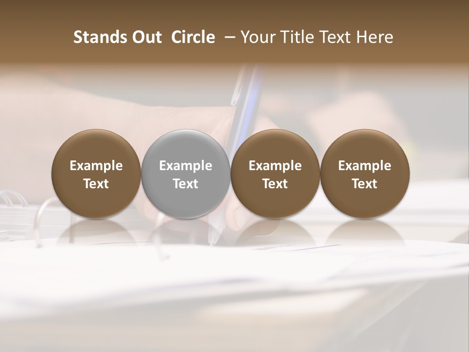 Detail Of A Hand Of Man With Red Shirt Writing On A Notebook With A Blue Pencil And Blurred Background PowerPoint Template