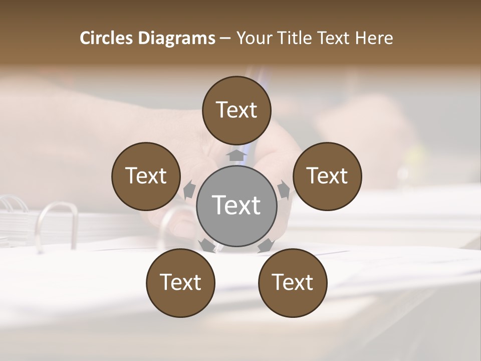 Detail Of A Hand Of Man With Red Shirt Writing On A Notebook With A Blue Pencil And Blurred Background PowerPoint Template