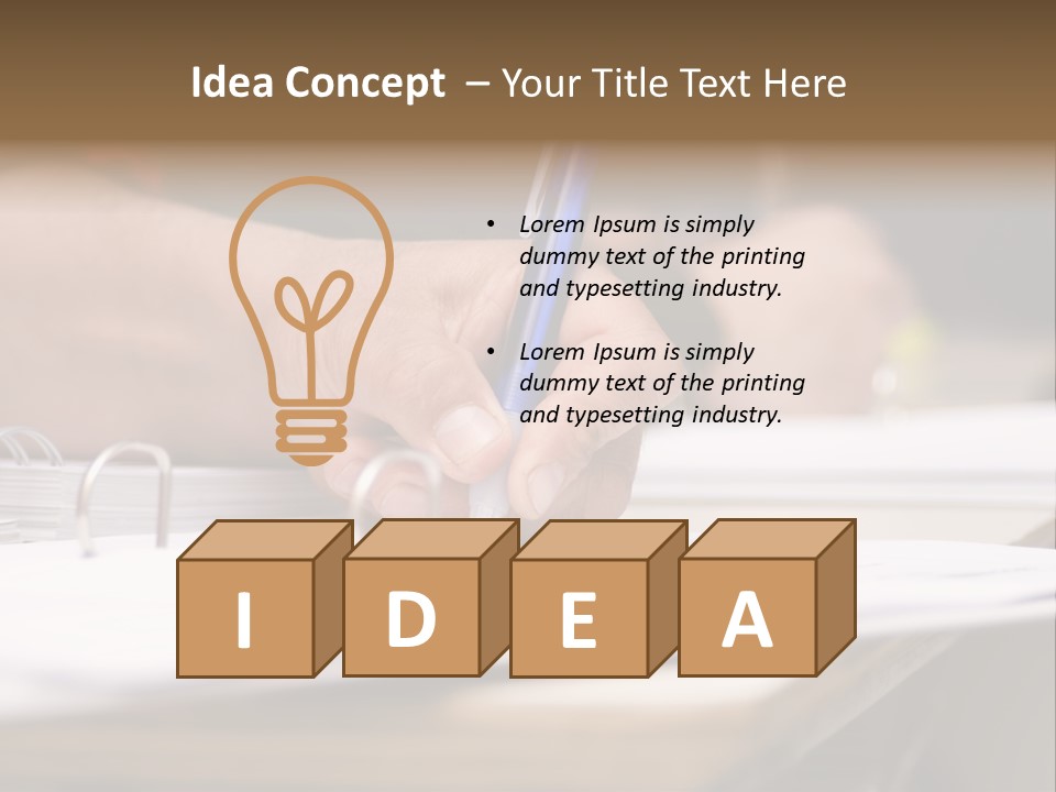 Detail Of A Hand Of Man With Red Shirt Writing On A Notebook With A Blue Pencil And Blurred Background PowerPoint Template