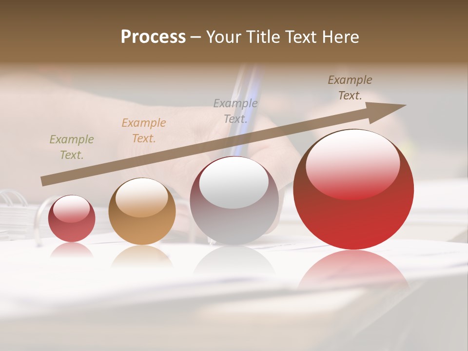 Detail Of A Hand Of Man With Red Shirt Writing On A Notebook With A Blue Pencil And Blurred Background PowerPoint Template