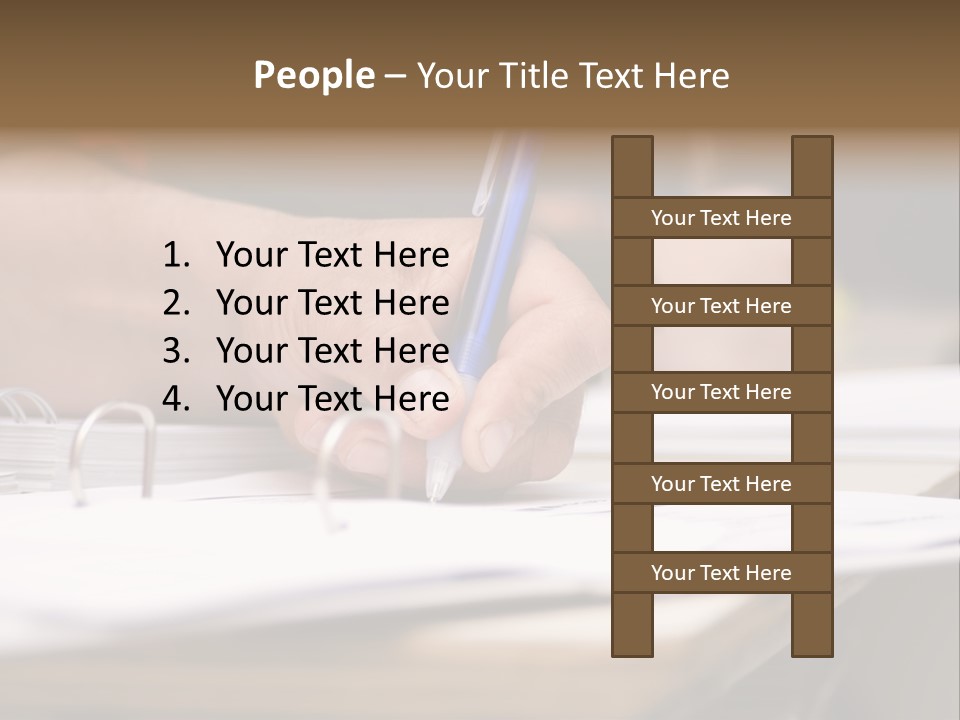 Detail Of A Hand Of Man With Red Shirt Writing On A Notebook With A Blue Pencil And Blurred Background PowerPoint Template