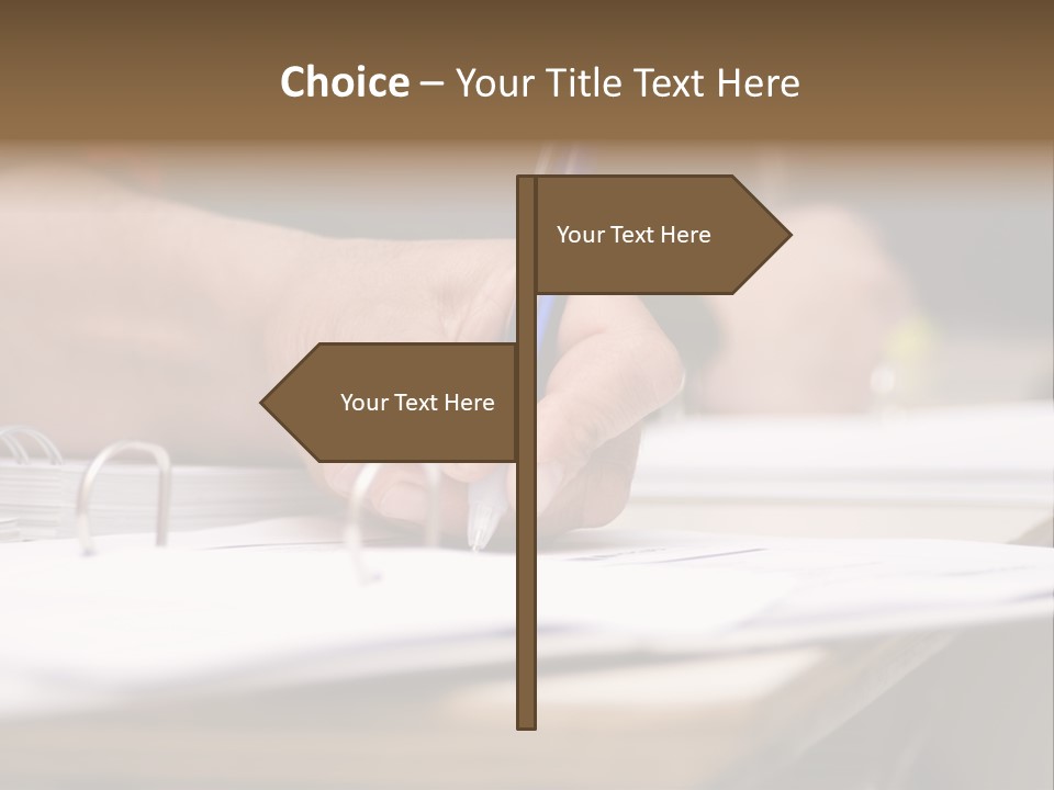 Detail Of A Hand Of Man With Red Shirt Writing On A Notebook With A Blue Pencil And Blurred Background PowerPoint Template