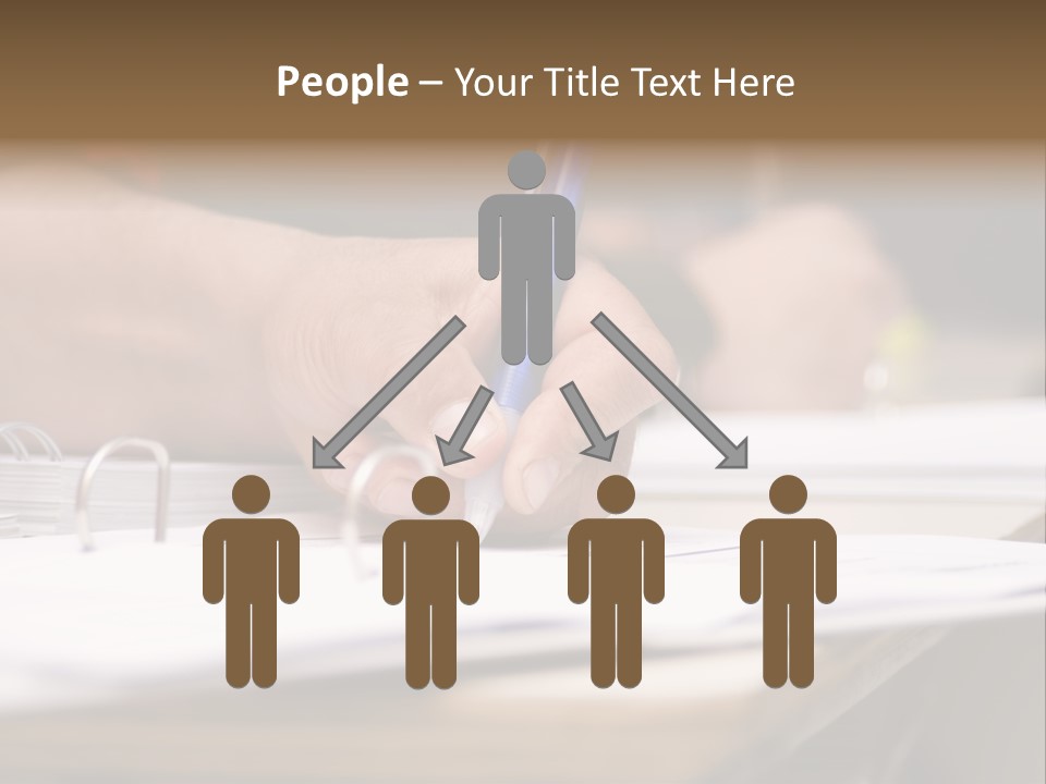 Detail Of A Hand Of Man With Red Shirt Writing On A Notebook With A Blue Pencil And Blurred Background PowerPoint Template