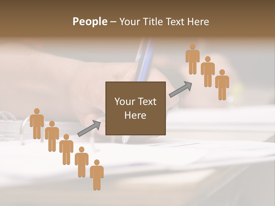 Detail Of A Hand Of Man With Red Shirt Writing On A Notebook With A Blue Pencil And Blurred Background PowerPoint Template