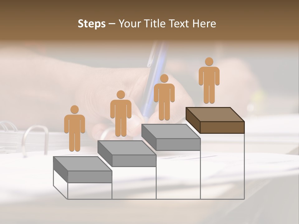 Detail Of A Hand Of Man With Red Shirt Writing On A Notebook With A Blue Pencil And Blurred Background PowerPoint Template