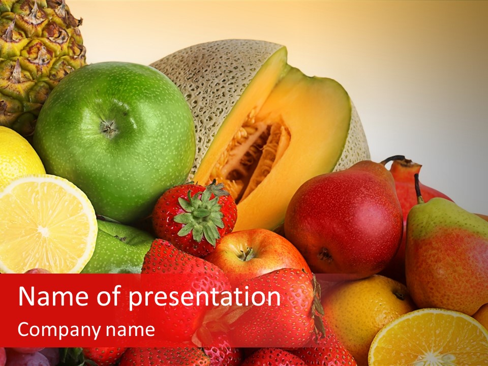 Different Fresh Fruits Isolated PowerPoint Template