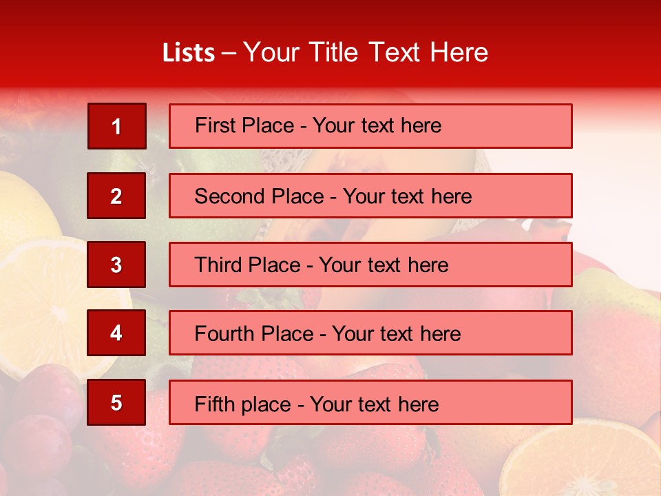 Different Fresh Fruits Isolated PowerPoint Template