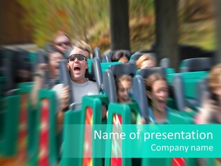 Man Screaming On Fast Roller Coaster With Zoom Blur PowerPoint Template