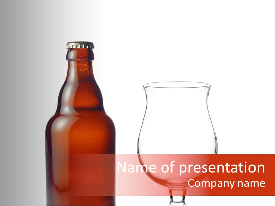 Beer Glass And A Beer Bottle Isolated Against White Background PowerPoint Template
