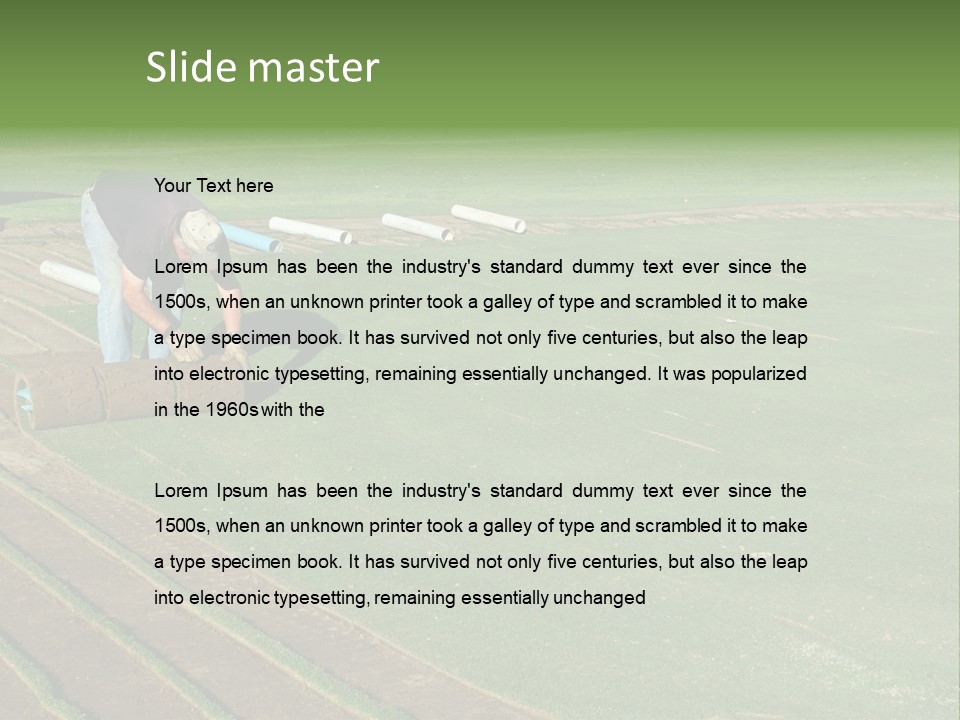 A Man Rolling Turf Grass Sod On Putting Green PowerPoint Template
