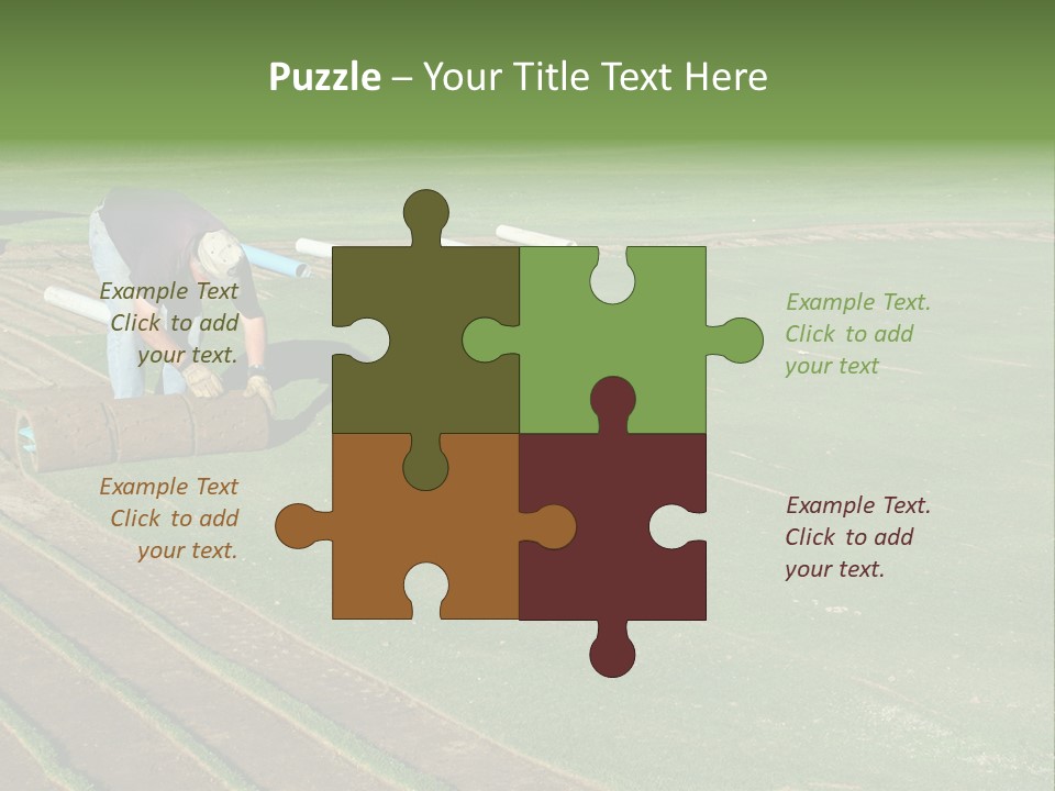 A Man Rolling Turf Grass Sod On Putting Green PowerPoint Template