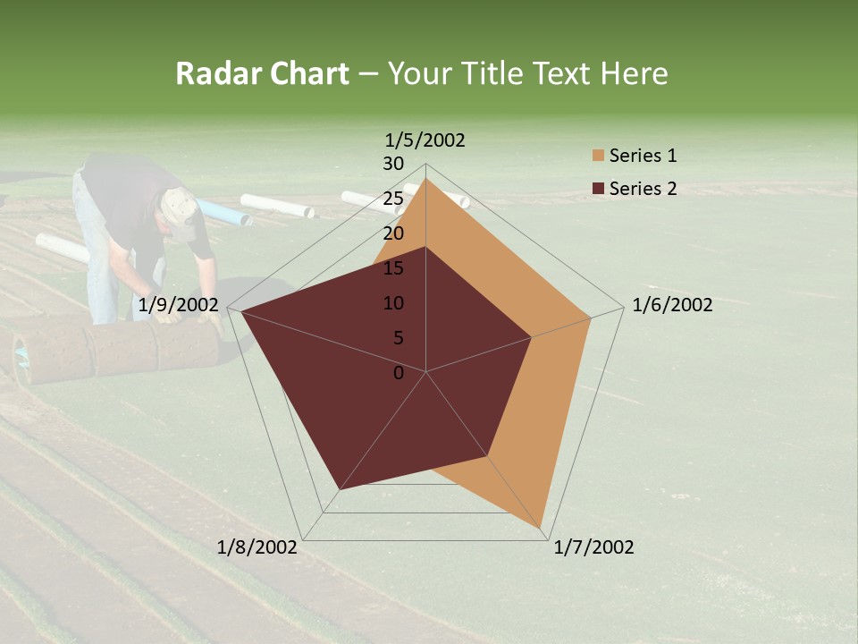 A Man Rolling Turf Grass Sod On Putting Green PowerPoint Template