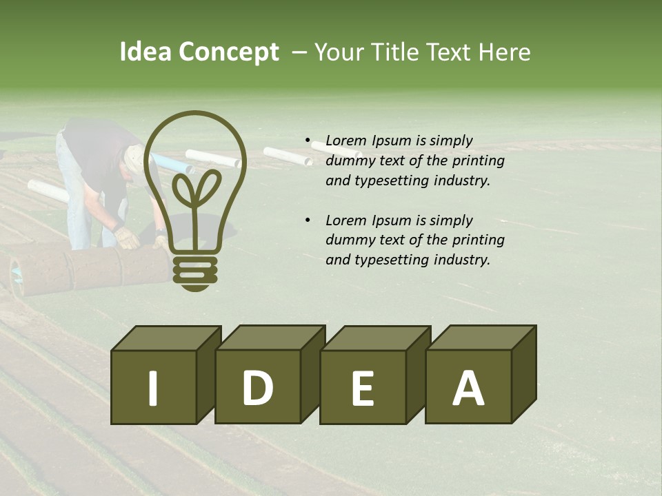 A Man Rolling Turf Grass Sod On Putting Green PowerPoint Template