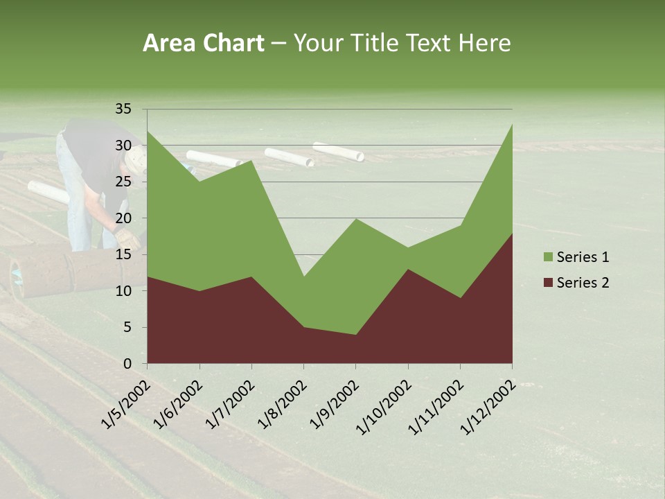 A Man Rolling Turf Grass Sod On Putting Green PowerPoint Template