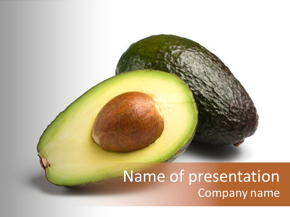 Whole And Half Avocados Isolated On White Background PowerPoint Template